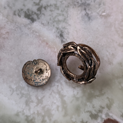 1800年代後半 フランスアンティーク エナメル ボタン 受注リング 指輪