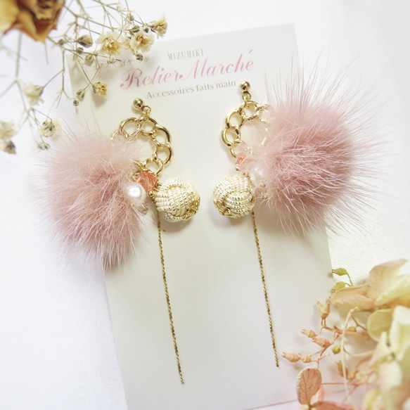 M-146 ハンドメイド☆ビジューピアス／イヤリング よりきれ 