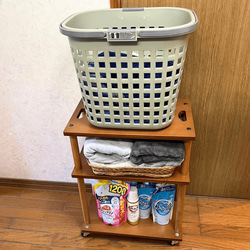 キャスター付き移動式多目的木製ストックワゴン 「MUWW(ムー)」 3段 12枚目の画像