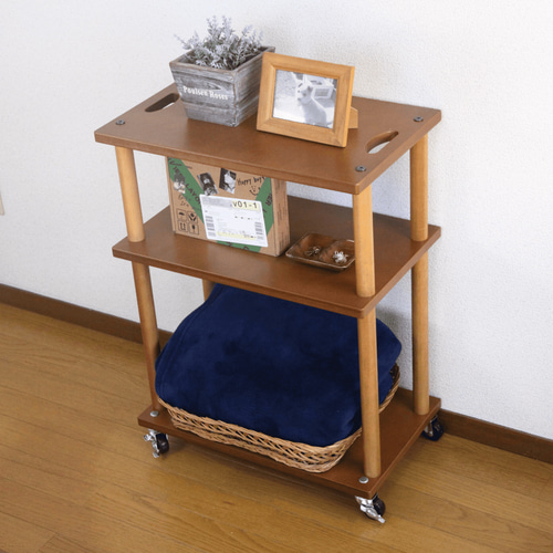 GMFK781○豊岡クラフト キャスター付き ブックワゴン 天然木製 ラック マ ブックワゴン [大型書籍の収納,傾斜つきの上下棚,キャスター付き,自由