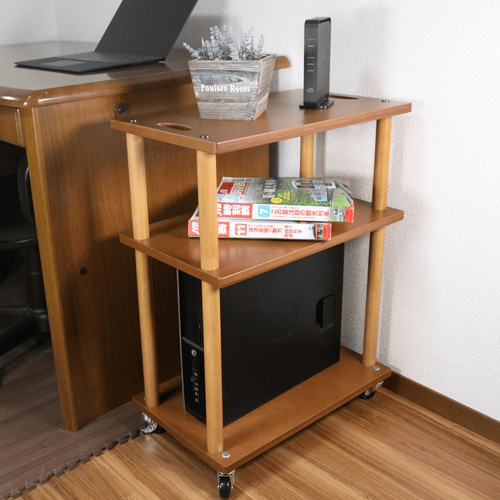 キャスター付き移動式多目的木製ストックワゴン 「MUWW(ムー)」 3段 棚