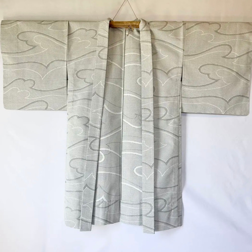 新品 正絹 単衣 女物 長羽織 紬 白 着物 haori しば田（お休み