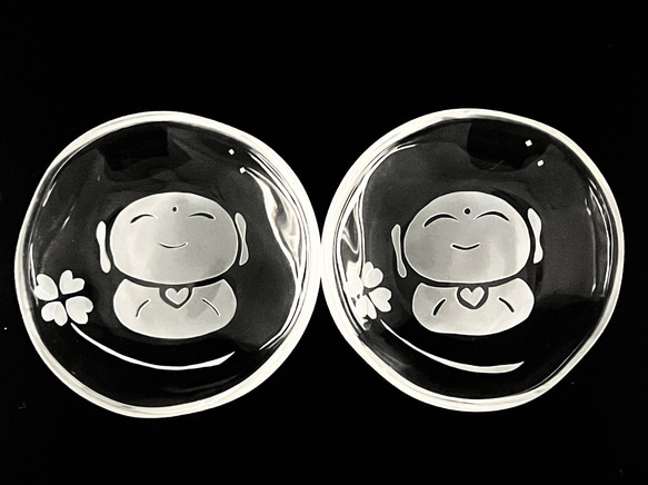 お地蔵様の小皿　豆皿　ガラスの小皿　２個セット 1枚目の画像