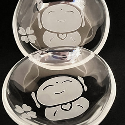 お地蔵様の小皿　豆皿　ガラスの小皿　２個セット 2枚目の画像