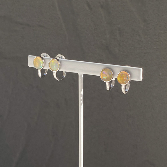 『for 金アレandノンホール』エチオピア産オパールのイヤリング　金属アレルギー対応　SV925 ネコポス発送送料無料 4枚目の画像