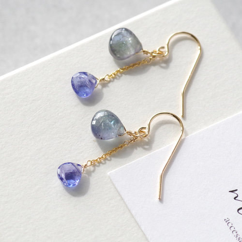 14kgf *バイカラータンザナイト×タンザナイト ピアスorイヤリング