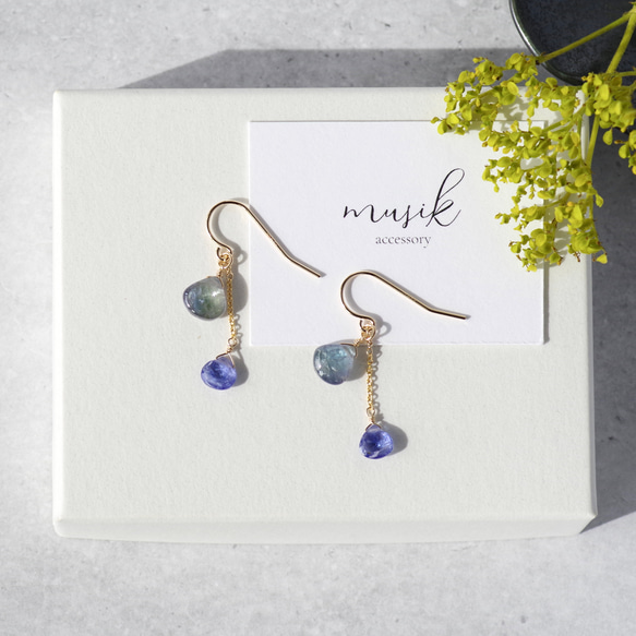 14kgf *バイカラータンザナイト×タンザナイト ピアスorイヤリング