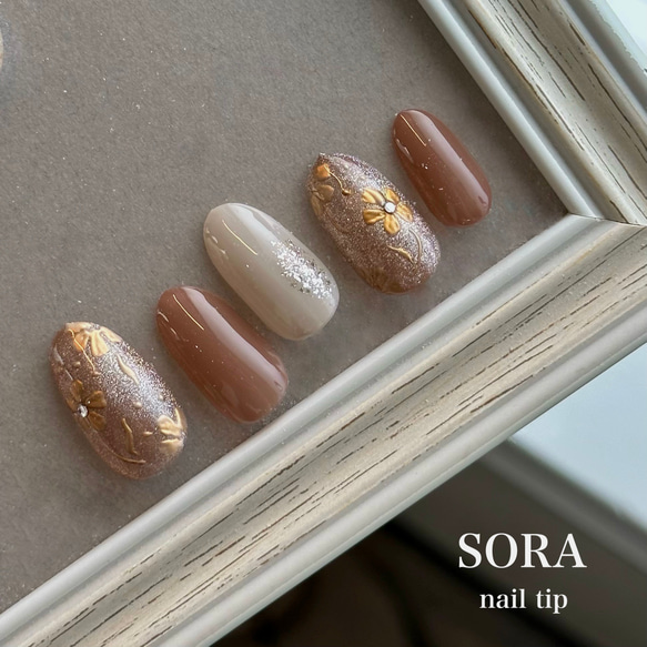 SORA/フラワーネイル/秋ネイル/マグネットネイル/オシャレネイル  