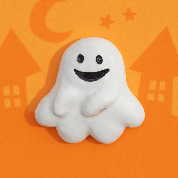 陶器のおばけブローチ【ハロウィン】 1枚目の画像