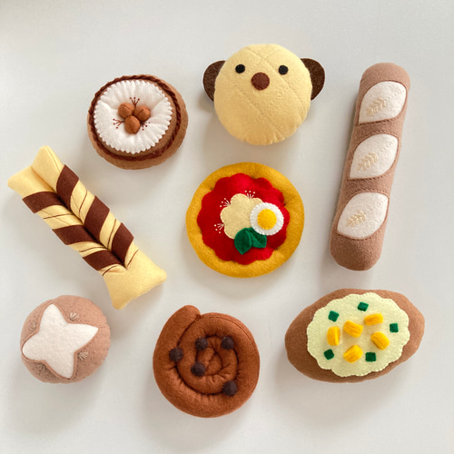 さわって遊べるパン屋さん(8個)初めてのおままごと、出産祝いのギフト