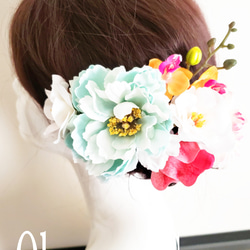 花姫 ピオニーと椿の髪飾り6点Set No868 5枚目の画像