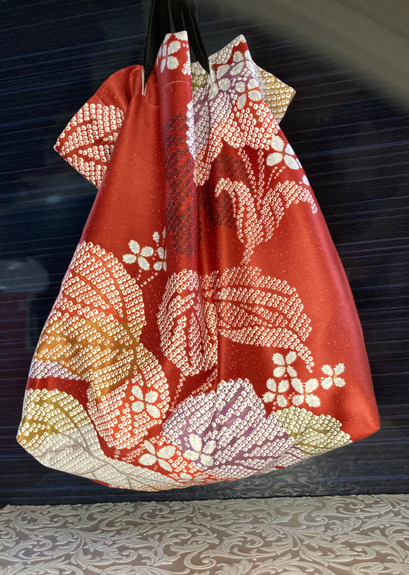 LL 尺寸環保袋日式 shibori 風格 第1張的照片
