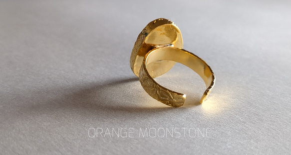 再再販『Orange Moonstone』のひとめぼれ天然石リング 8枚目の画像