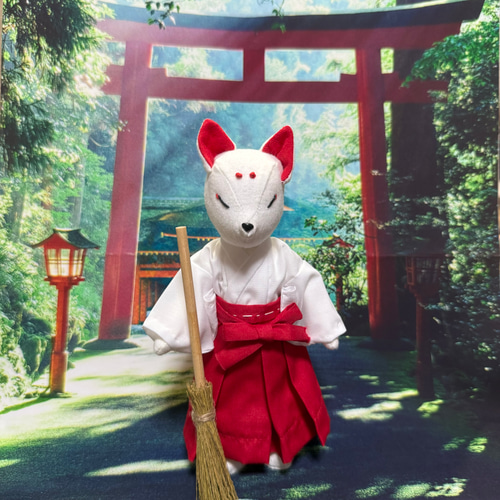 いなり狐巫女 白狐 稲荷 和風 神社 眷属 ぬいぐるみ ぬいぐるみ いなり狐巫女 白狐 稲荷 和風 神社 眷属 ぬいぐるみ ぬいぐるみ