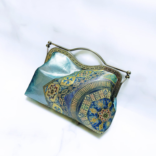 限定1点物！！希少豪華玉蟲螺鈿細工帯バッグ♡蒼ヨーロッパの門柱意匠  