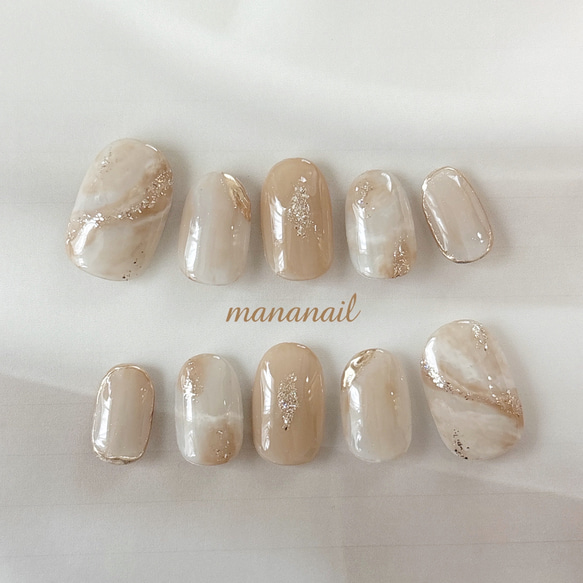 ニュアンスネイル ベージュネイルミラーネイル ネイルチップ ネイルチップオーダー ニュアンスネイル 大理石 ミラー ベージュ ブライダル no.04 ネイル