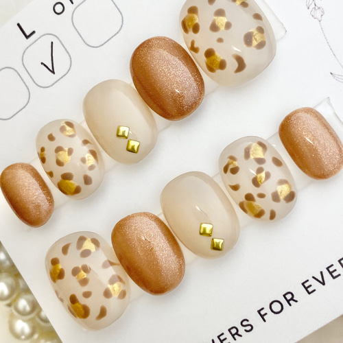 ネイルチップ ヒョウ柄ネイル アクセサリーネイル リングネイル