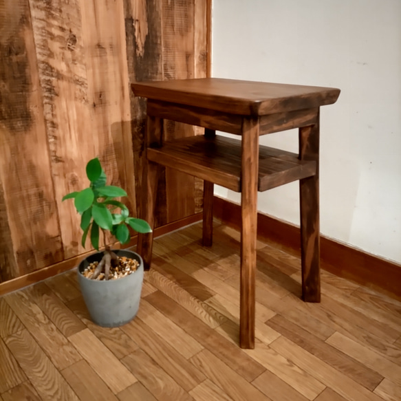 スツール　サイドテーブル　ミニテーブル　四角い　椅子　飾り棚　アンティーク　木製 4枚目の画像