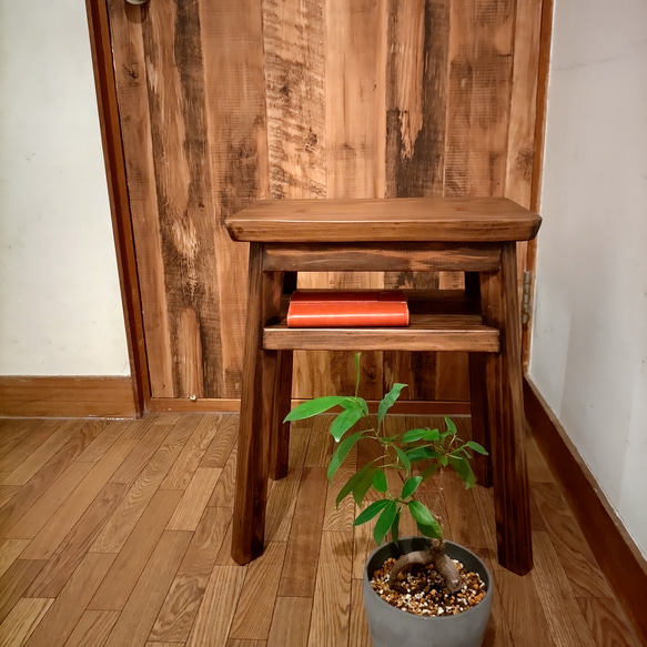スツール　サイドテーブル　ミニテーブル　四角い　椅子　飾り棚　アンティーク　木製 8枚目の画像