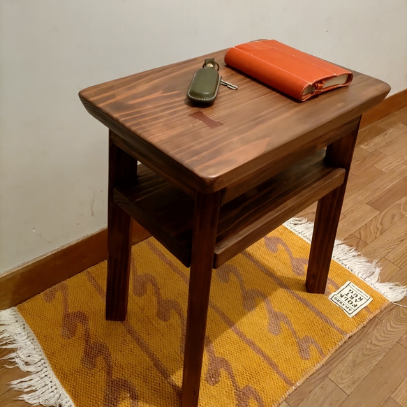 スツール　サイドテーブル　ミニテーブル　四角い　椅子　飾り棚　アンティーク　木製 5枚目の画像