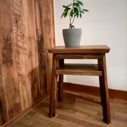 スツール　サイドテーブル　ミニテーブル　四角い　椅子　飾り棚　アンティーク　木製 6枚目の画像