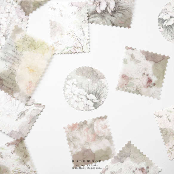 お花のミニデザインペーパー　30枚　soft snow　[AT812] 3枚目の画像