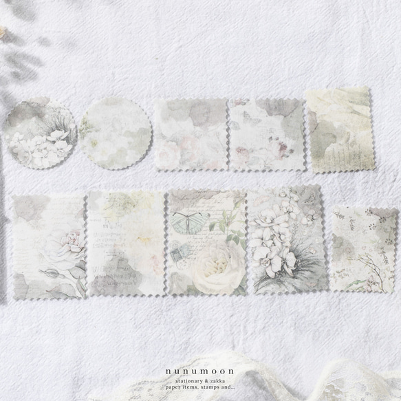 お花のミニデザインペーパー　30枚　soft snow　[AT812] 4枚目の画像