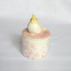 小鳥の陶箱（オカメインコ） 1枚目の画像