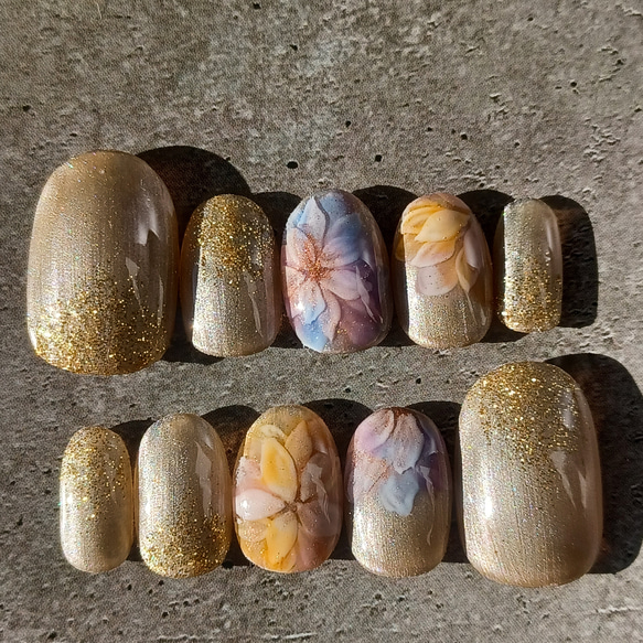 受注製作】パールカラー×レトロダリア ネイルチップNo.46 ネイルチップ  