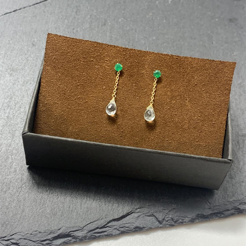 白妙◆ネモフィラ✧モスアゲート×グリーンダイヤモンドピアス✧スーパーセブン 白妙様専用◇ネモフィラ✧モスアゲート×グリーンダイヤモンド