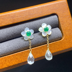白妙◆ネモフィラ✧モスアゲート×グリーンダイヤモンドピアス✧スーパーセブン CHOOSEBASE SHIBUYA ネモフィラ 揺れるピアス/イヤリング