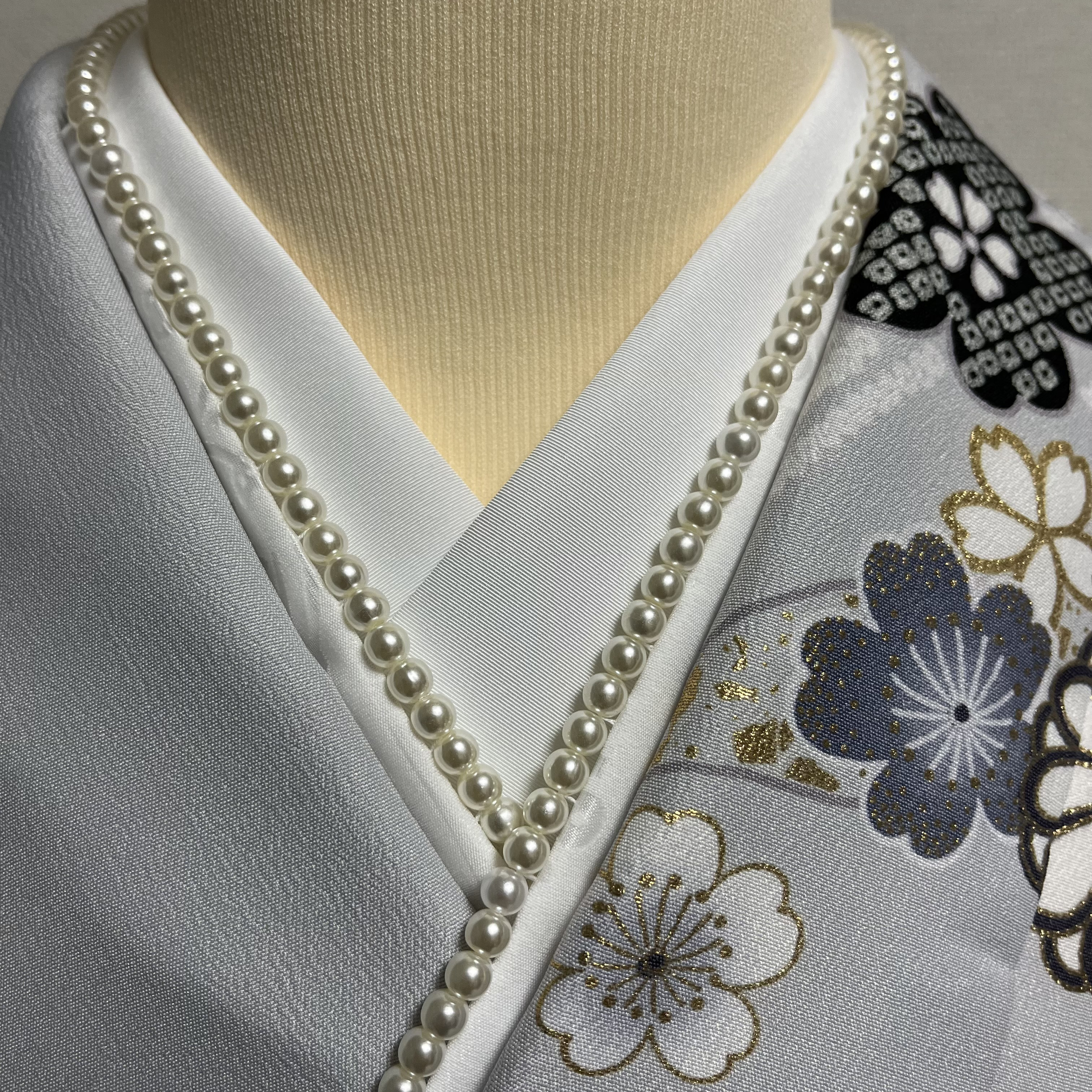 振袖 袴 重ね衿 白 パール5㎜ 和装小物（帯・半襟） レッドローズ