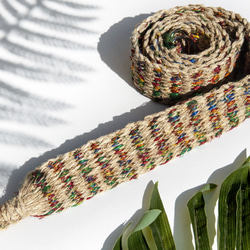 手織りコットンとリネンのベルト、手織りベルト - グリーンレインボースターストライプ手撚りサリーシルク糸、クリスマス交換ギフト、 6枚目の画像
