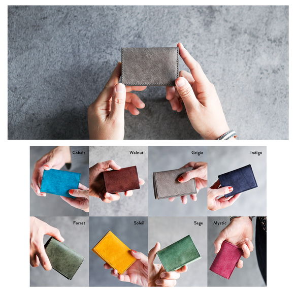 送料無料 AURAMU イージーウォレット イタリアンレザー CESC コバルト ミニ財布 コンパクト財布 8枚目の画像