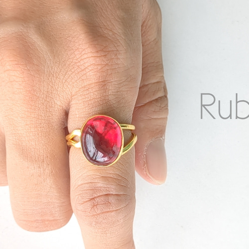 【良好品】 最新作「チェリールビー」の世界でひとつの天然石リング 指輪 アクセサリー