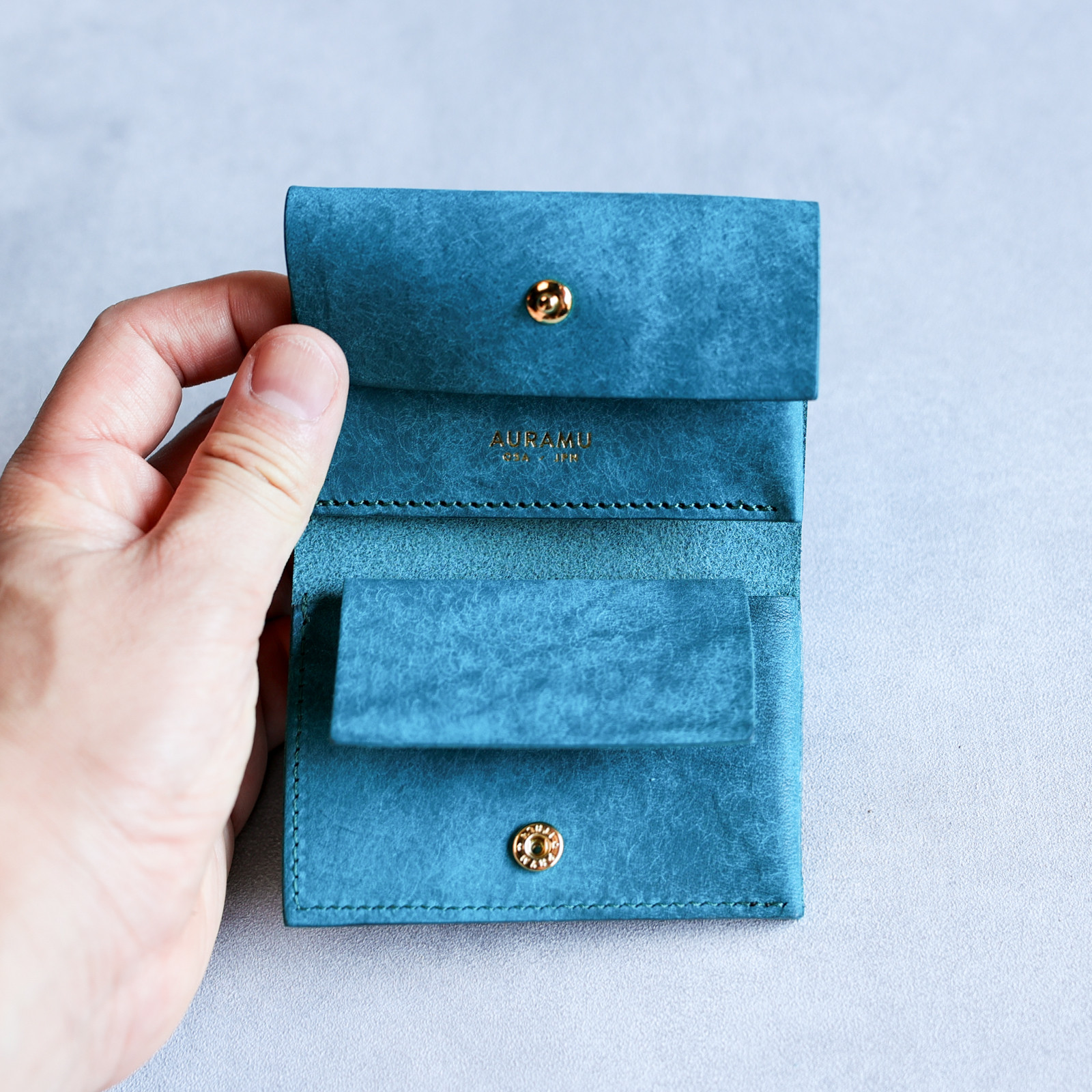 送料無料 AURAMU イージーウォレット イタリアンレザー CESC セージ ミニ財布 コンパクト財布