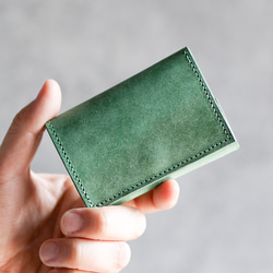 送料無料 AURAMU イージーウォレット イタリアンレザー CESC セージ ミニ財布 コンパクト財布 3枚目の画像
