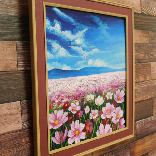 油絵 絵画 コスモス畑【SM号】 油絵 絵画 コスモス畑【SM号】