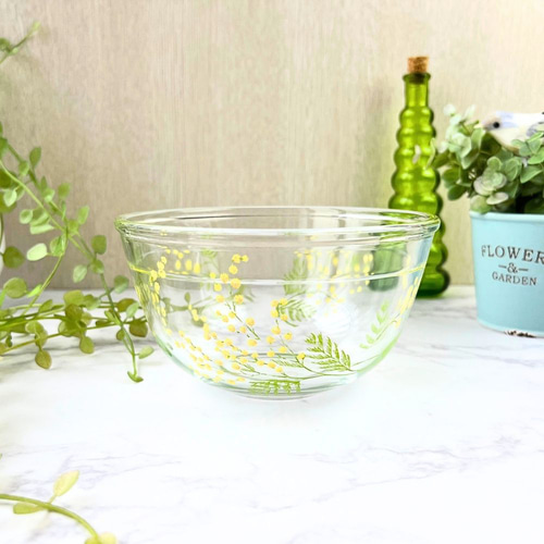 ナチュラルなミモザ柄の耐熱ボウル☆大・小選択可♪調理器具＊料理