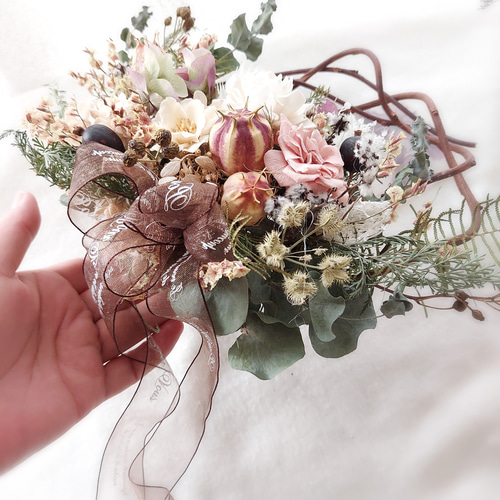 しっとり秋色ハーフリース リース Blue rose 通販 16593420｜Creema