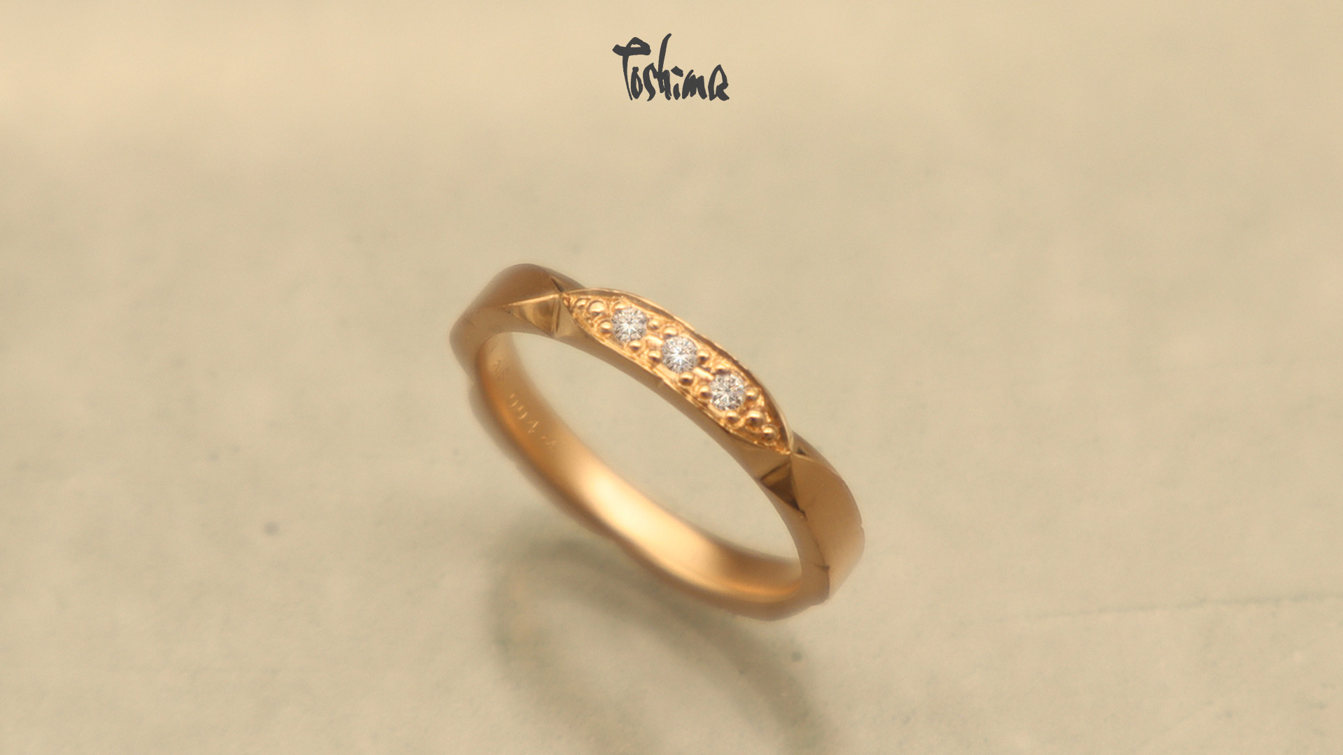 さくらモチーフリング　プラチナK18ゴールド