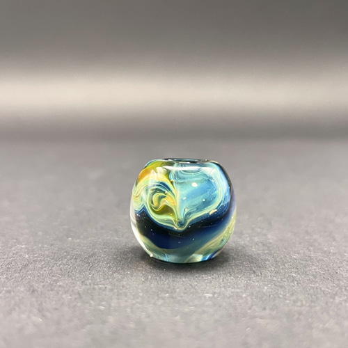 とんぼ玉 とんぼ玉 ラウンド12mm 【ブルー×イエロー】 1/4連～1連｜天然石