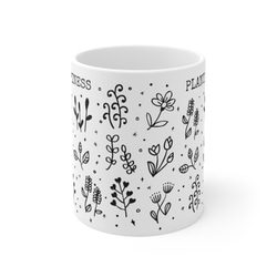 花と植物のマグカップ PLANT HAPPINESS 幸せを育てる モノトーン マグカップ コーヒーカップ 4枚目の画像