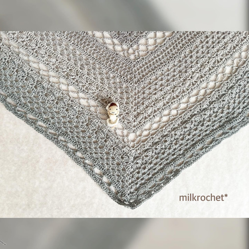 バレエショール【グレー グリーン】 三角ショール ストール ミル