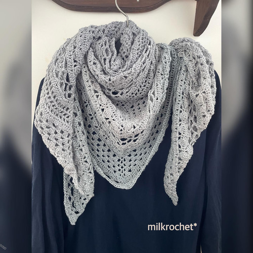 バレエショール【グレー グリーン】 三角ショール ストール ミル