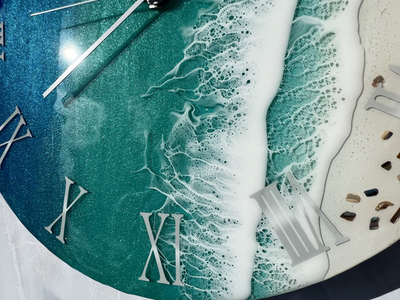 海の壁掛け時計　開店祝い　引越し　癒し　大切な人へのプレゼント　アート時計　オーシャンアート　レジンアート 7枚目の画像