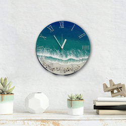 海の壁掛け時計　開店祝い　引越し　癒し　大切な人へのプレゼント　アート時計　オーシャンアート　レジンアート