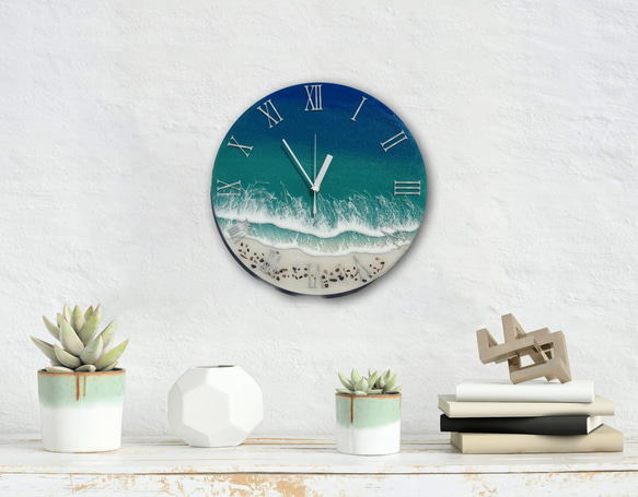 海の壁掛け時計　開店祝い　引越し　癒し　大切な人へのプレゼント　アート時計　オーシャンアート　レジンアート 1枚目の画像