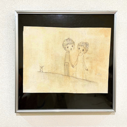 心臓」SMサイズ アート作品 原画 徳島洋子作品 アクリル画 絵画 星月猫