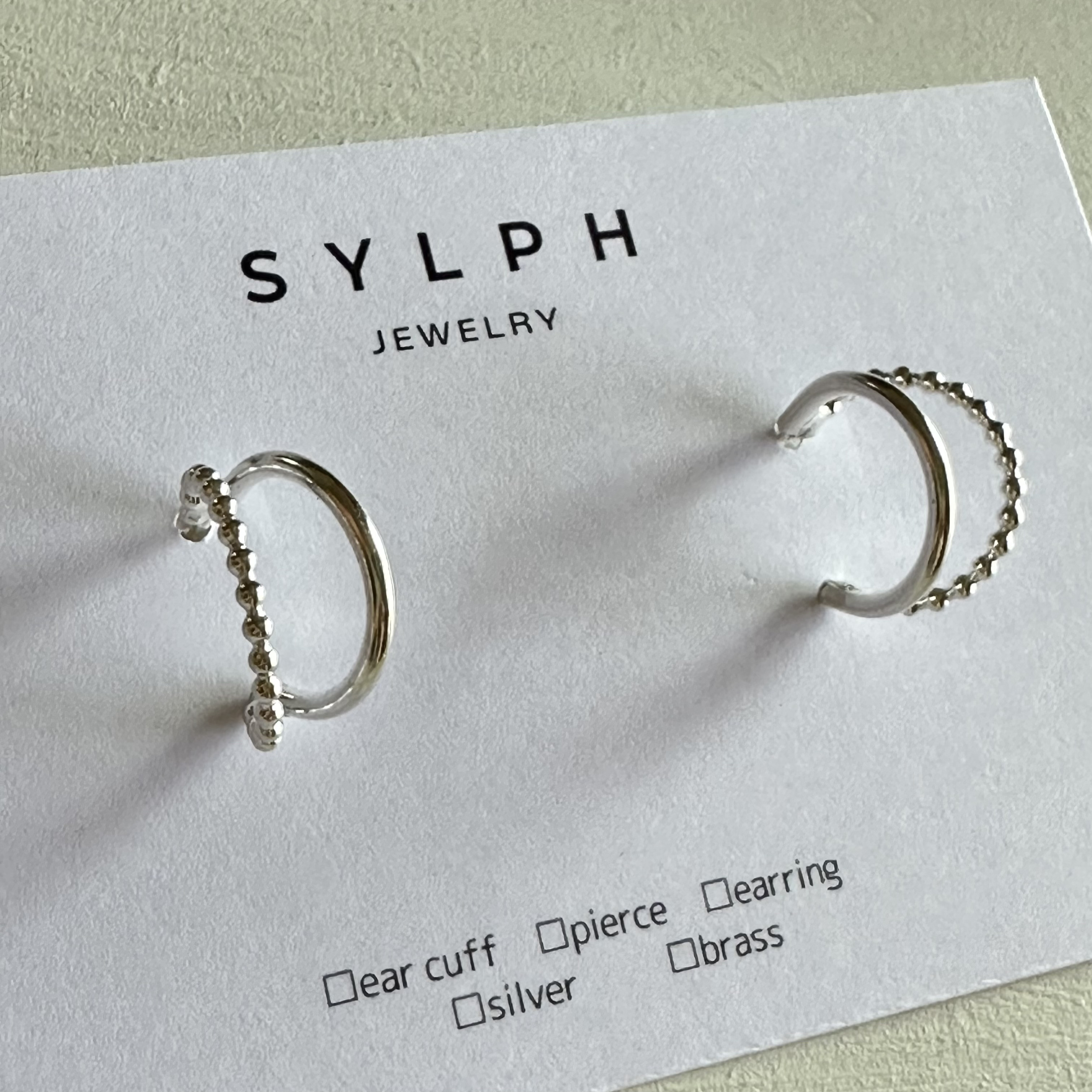 silver925/ダブルフープ粒々入りピアス